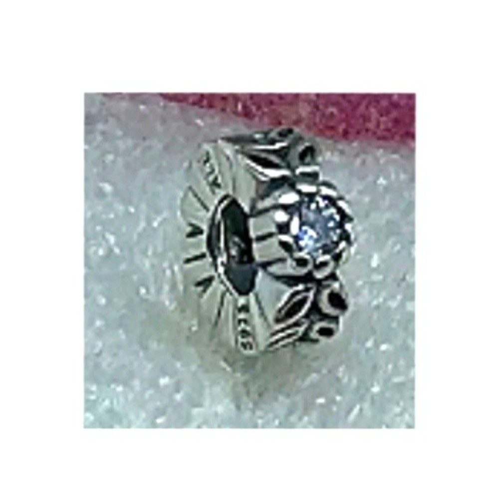 Pandora Forest Flower Cubic Zirconia Charm Bead 925 Sterling Silver 7919225CZ - Picture 4 of 9